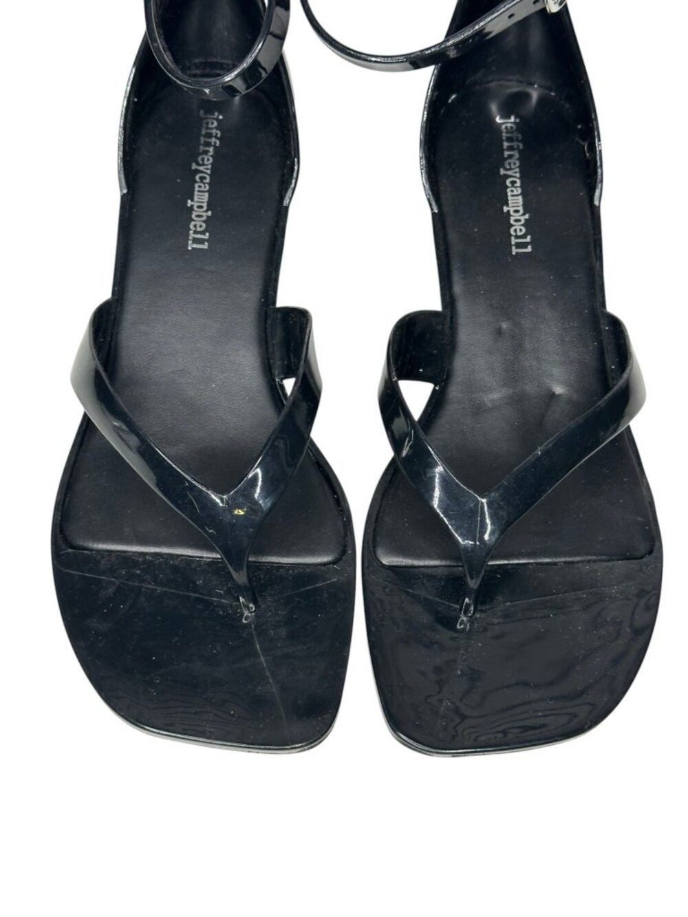 Jeffrey Campbell Gummy Ankle Strap Sandal - Black Shiny. Sz: 7 - Picture 3 of 8